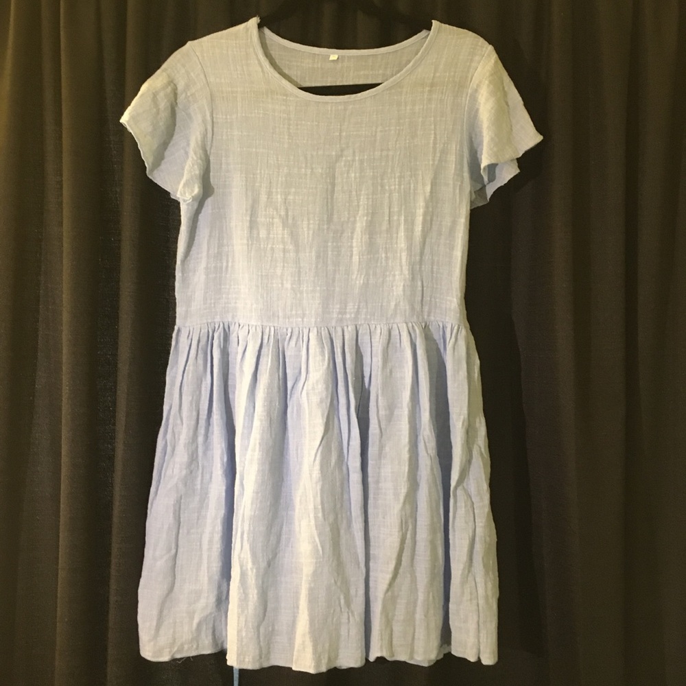 Casual Round Collar Plain Loose Shift Dress